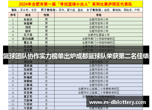 篮球团队协作实力榜单出炉成都篮球队荣获第二名佳绩